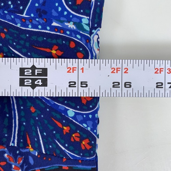 Lands End Blouse Womens 20W Blue Paisley Print Long Sleeve Button Up Shirt Top - Picture 8 of 12